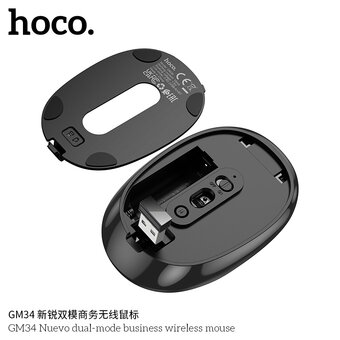  Мышь беспроводная HOCO GM34 Nuevo dual-mode business wireless mouse черный металлический серый 