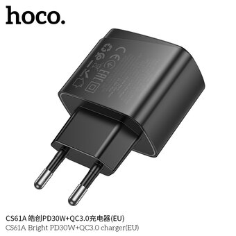  СЗУ HOCO CS61A Bright PD30W+QC3.0 черный 