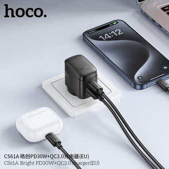  СЗУ HOCO CS61A Bright PD30W+QC3.0 черный 