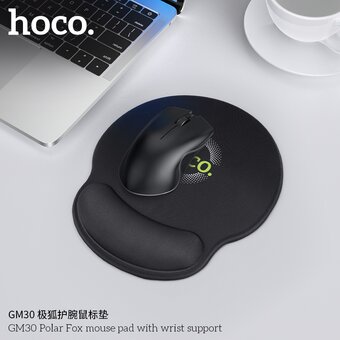  Коврик игровой HOCO GM30 Polar Fox 230х215х20мм, подставка для запястья чёрный 
