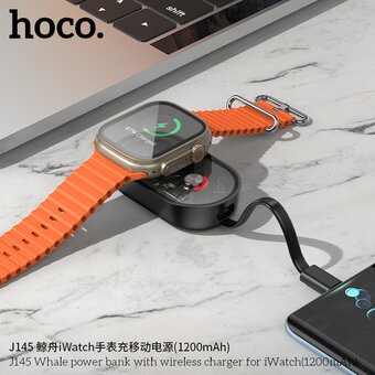  Аккумулятор внешний резервный HOCO J145 Whale with wireless charger for iWatch 1200mAh черный 