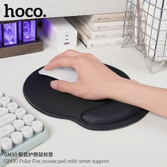  Коврик игровой HOCO GM30 Polar Fox 230х215х20мм, подставка для запястья чёрный 