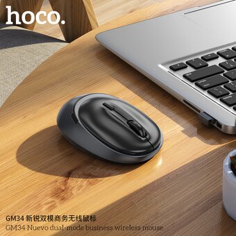  Мышь беспроводная HOCO GM34 Nuevo dual-mode business wireless mouse черный металлический серый 