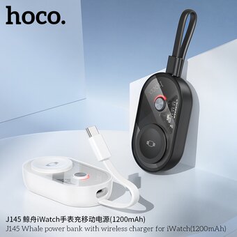  Аккумулятор внешний резервный HOCO J145 Whale with wireless charger for iWatch 1200mAh черный 