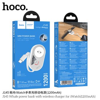  Аккумулятор внешний резервный HOCO J145 Whale with wireless charger for iWatch 1200mAh белый 