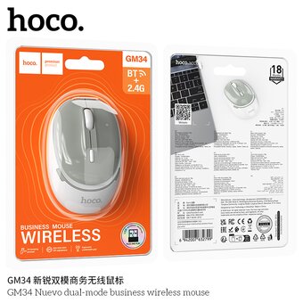  Мышь беспроводная HOCO GM34 Nuevo dual-mode business wireless mouse серо белый 