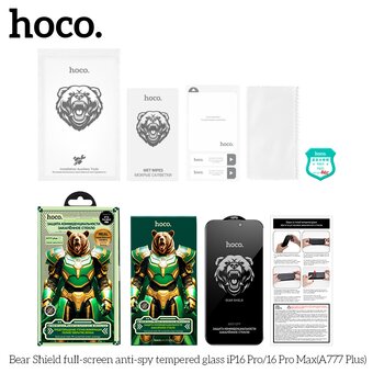  Защитное стекло HOCO full-screen anti-spy tempered glass iPhone 16 Pro черный 6942007655866 