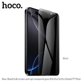 Защитное стекло HOCO full-screen anti-spy tempered glass iPhone 16 Pro черный 6942007655866 