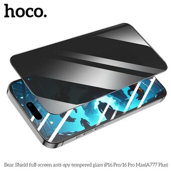  Защитное стекло HOCO full-screen anti-spy tempered glass iPhone 16 Pro черный 6942007655866 