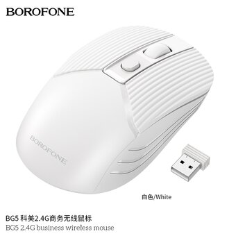  Мышь беспроводная Borofone BG5, 1600dpi, 4 кнопки, USB, цвет: белый (6974443383003) 