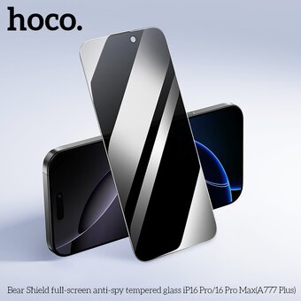  Защитное стекло HOCO full-screen anti-spy tempered glass iPhone 16 Pro черный 6942007655866 