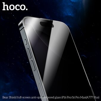  Защитное стекло HOCO full-screen anti-spy tempered glass iPhone 16 Pro черный 6942007655866 