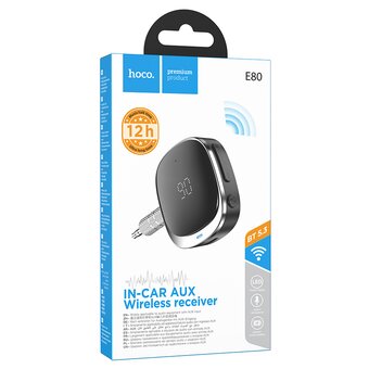  Адаптер Bluetooth НОСО E80 Travel car AUX BT receiver чёрный 
