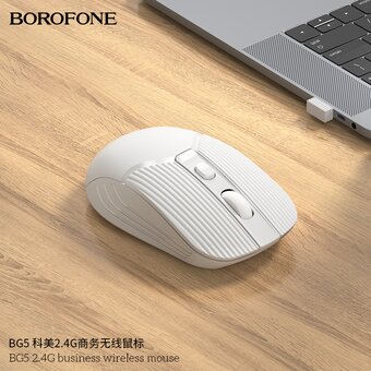  Мышь беспроводная Borofone BG5, 1600dpi, 4 кнопки, USB, цвет: белый (6974443383003) 