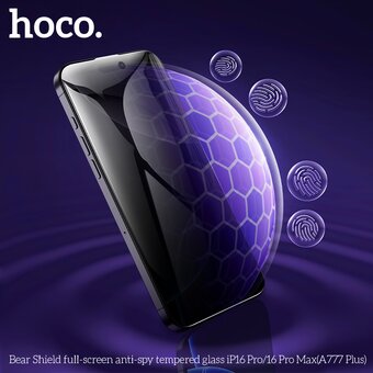  Защитное стекло HOCO full-screen anti-spy tempered glass iPhone 16 Pro черный 6942007655866 