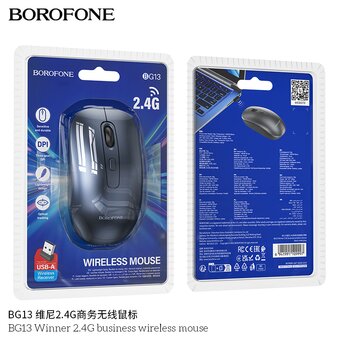  Мышь BOROFONE BG13 Winner 2.4G черно-серый 