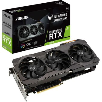  Видеокарта Asus NVIDIA GeForce RTX 3070 (TUF-RTX3070-O8G-V2-GAMING) 8192Mb 256 GDDR6 1815/14000 HDMIx2 DPx3 HDCP Ret 