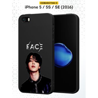  Силиконовый чехол DesignOnCase для iPhone 5/5s/SE (Айфон 5, 5с и СЕ), с принтом Face БТС 