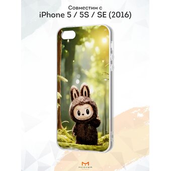  Силиконовый чехол Mcover для iPhone 5/5s/SE (Айфон 5, 5с и СЕ), с принтом Лабубу на природе 