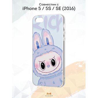  Силиконовый чехол Mcover для iPhone 5/5s/SE (Айфон 5, 5с и СЕ), с принтом Фиолетовый лабубу 