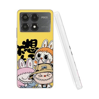  Силиконовый чехол Mcover для Poco X6 Pro (5G) (Поко Икс 6 Про 5Джи), с принтом Лабубу в шапке 