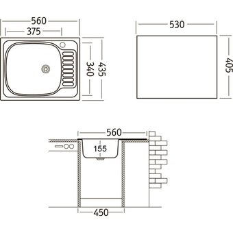  Кухонная мойка Ukinox CLM560.435-5К 2L 