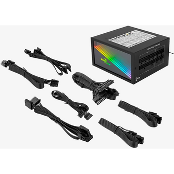  Блок питания AEROCOOL Mirage Gold 650W Fully Modular (4711099472581), ATX12V Ver. 2.52 80+Gold, APFC, 120mm fan, ARGB, 24pin, 2x(4+4)pin, 2xPCI-E) 