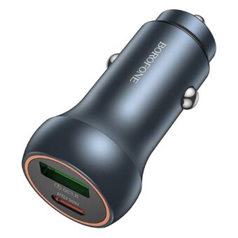  Автомобильное ЗУ BOROFONE BZ32/ / PD + QC 3.0/ 2 USB: Type-C + Type-A/ Выход: 30W + 18W/ черный 