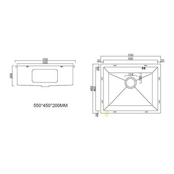  Кухонная мойка Arfeka Eco AR 550x450 Black PVD Nano 
