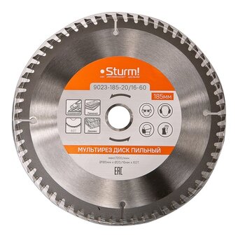  Диск пильный Sturm! 9023-185-20/16-60 d-185мм d(посад.)-20мм (циркулярные пилы) 
