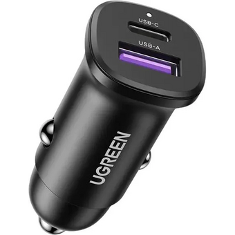  АЗУ UGREEN EC305 (25845) USB-C PD+USB-A QC 30W Fast Car Charger with PC Case Black 