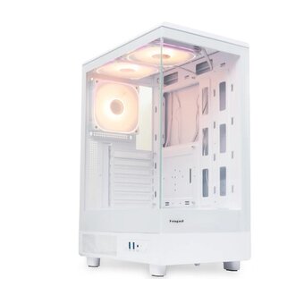  УЦ Корпус HSPD F510 (F510-TGWH-ARGB) без БП, Panoramic Mid Tower, White, TG, 0.5 SPCC, 3x120mm ARGB ATX (плохая упаковка, малое замятие возле ножки) 