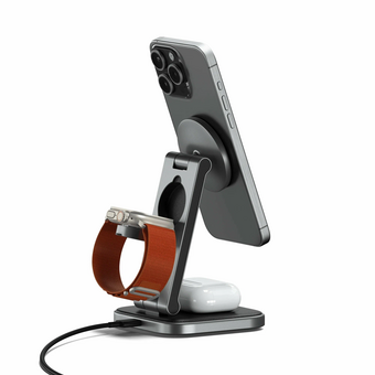  Зарядное устройство Satechi ST-Q31FM-EA 3-in-1 Foldable QI2 Wireless Charging Stand Space Gray 