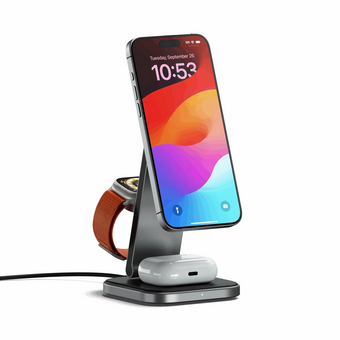  Зарядное устройство Satechi ST-Q31FM-EA 3-in-1 Foldable QI2 Wireless Charging Stand Space Gray 