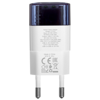  СЗУ HOCO C131A Platinum dual-port PD30W+QC3.0 transparent голубой 