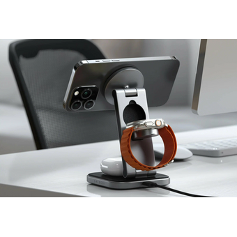  Зарядное устройство Satechi ST-Q31FM-EA 3-in-1 Foldable QI2 Wireless Charging Stand Space Gray 