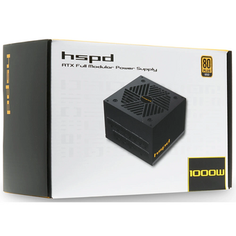  Блок питания HSPD HSK-1000GF-BK 1000W 80+ Gold (ATX, 2.52, Full modular, 1x24(20+4)pin mesh 550mm, 1xCPU*2 8(4+4)pin 650+150mm, 2xPCIe*2 8(6+2)pin 