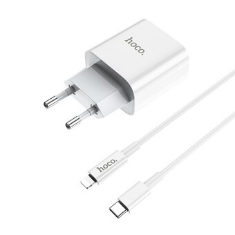  УЦ СЗУ HOCO C76A Plus Speed source PD20W charger set Type-C + lightning белый (плохая упаковка) 