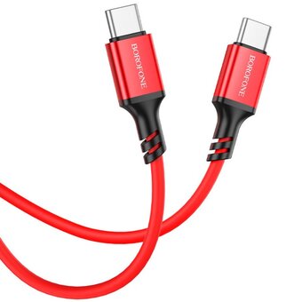  УЦ Дата-кабель BOROFONE BX83 Type-C to Type-C Famous 60W silicone красный (плохая упаковка) 