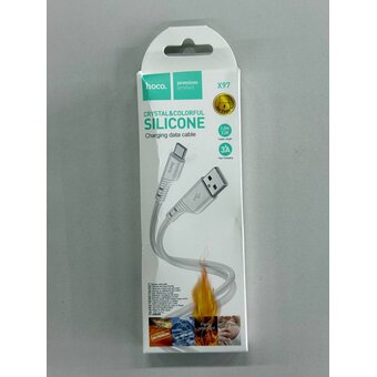  УЦ Дата-кабель HOCO X97 Crystal color silicone charging data cable Type-C 1м белый (плохая упаковка) 
