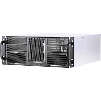  Корпус Procase RE411-D4H11-E-55 4U,4x5.25+11HDD,черный,без БП,глубина 550мм,MB EATX 12"x13" 
