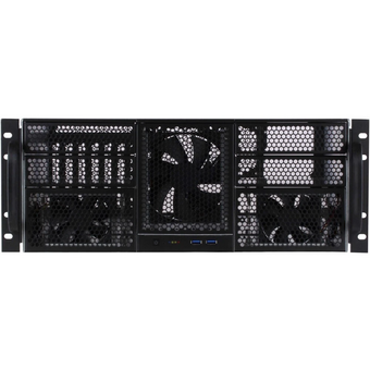 Корпус Procase RE411-D4H11-E-55 4U,4x5.25+11HDD,черный,без БП,глубина 550мм,MB EATX 12"x13" 
