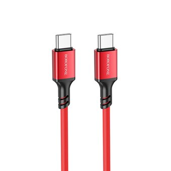  Дата-кабель BOROFONE BX83 Type-C to Type-C Famous 60W silicone красный 