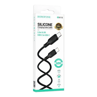  Дата-кабель BOROFONE BX113 Lenny 60W silicone (C to C) L-2M черный 