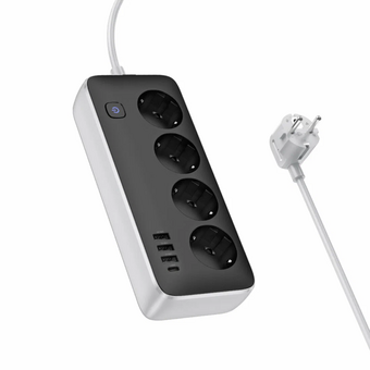  Сетевой фильтр HOCO AC21 Sunlight 4-bit (1C3A) desktop socket EU/GER черный 