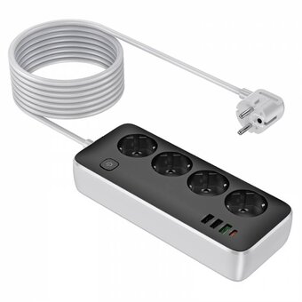  Сетевой фильтр HOCO AC22 Sunlight 4-bit (PD30W/1C3A) L-3M черный 