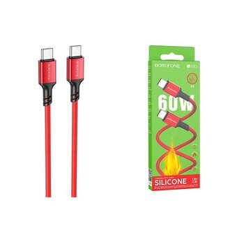  Дата-кабель BOROFONE BX83 Type-C to Type-C Famous 60W silicone красный 