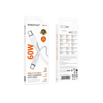  Дата-кабель BOROFONE BX119 New 60W (C to C) белый 