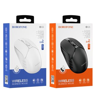  Мышь беспроводная Borofone, BG5, 1600dpi, 4 кнопки, USB, цвет: чёрный (6974443382990) 