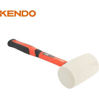  Киянка резиновая KENDO 25511 белая с фиберглассовой рукояткой 680 гр 